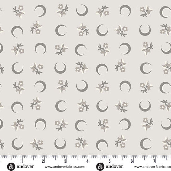 Nightfall Flower Moon Gray Yardage for Andover - A-10204-C- PRICE PER 1/2 YARD