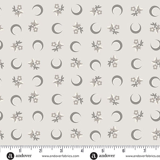 Nightfall Flower Moon Gray Yardage for Andover - A-10204-C- PRICE PER 1/2 YARD