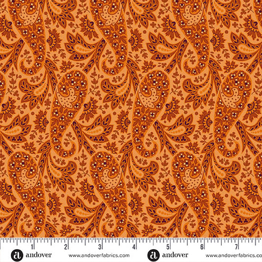 Nightfall Paisley Orange Yardage for Andover - A-10203-O- PRICE PER 1/2 YARD