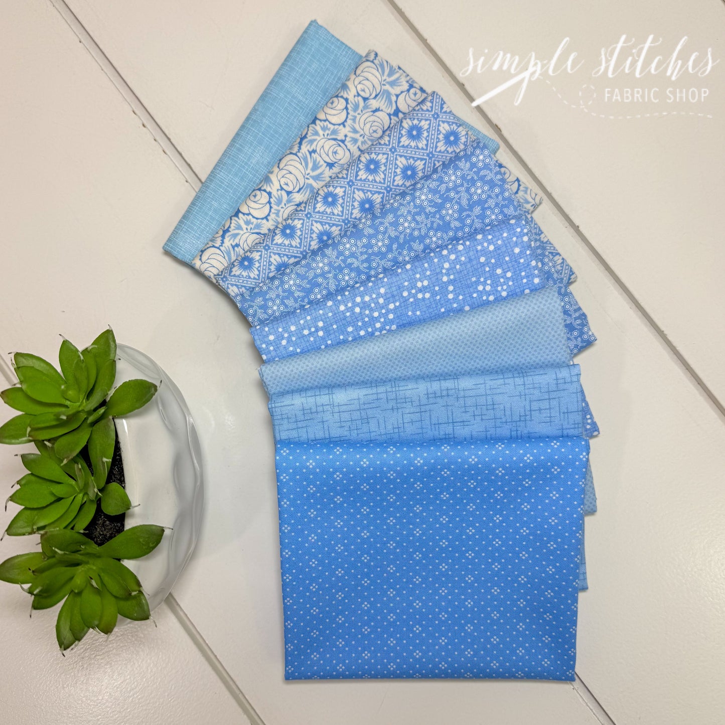 Baby Blue Simple Bundle (8) Fat Quarter Bundle