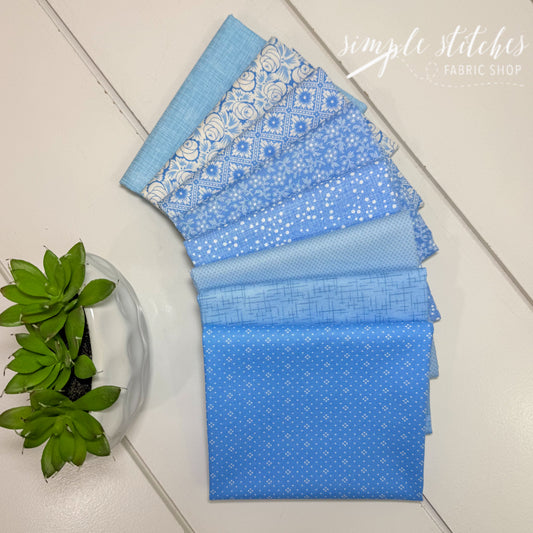 Baby Blue Simple Bundle (8) Fat Quarter Bundle