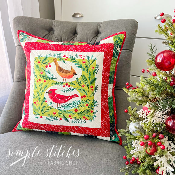 Winterly Birds Pillow Kit - Floral Backing