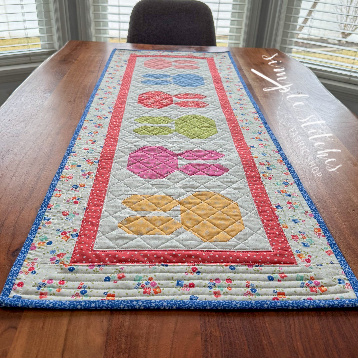 Bunny Ear Boulevard Runner - Blue Small Floral Backing