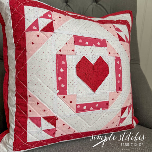 Sweetheart Pillow - Tone on Tone Red