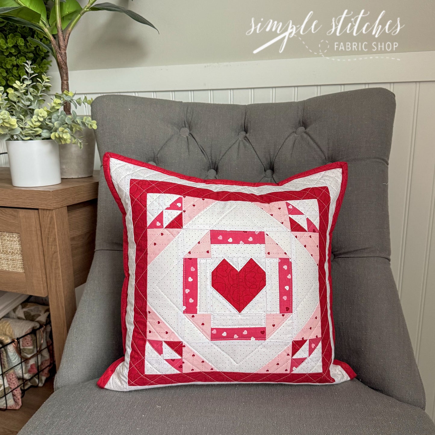 Sweetheart Pillow - Tone on Tone Red