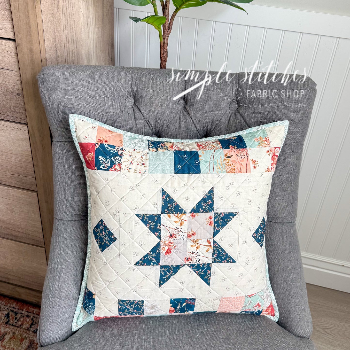 Stargazing Pillow Kit - Red Flowers Backing