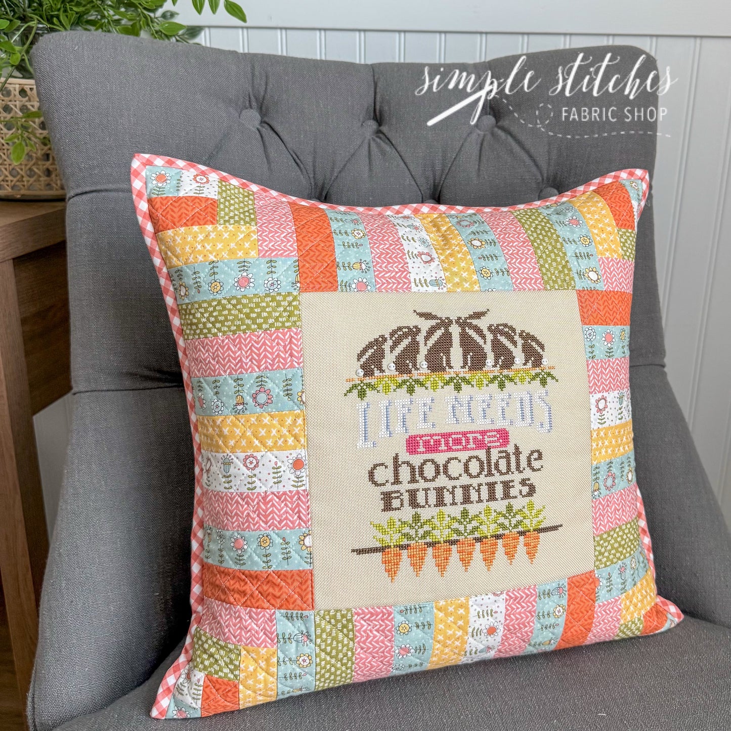 More Chocolate Bunnies Cross Stitch Pillow Kit