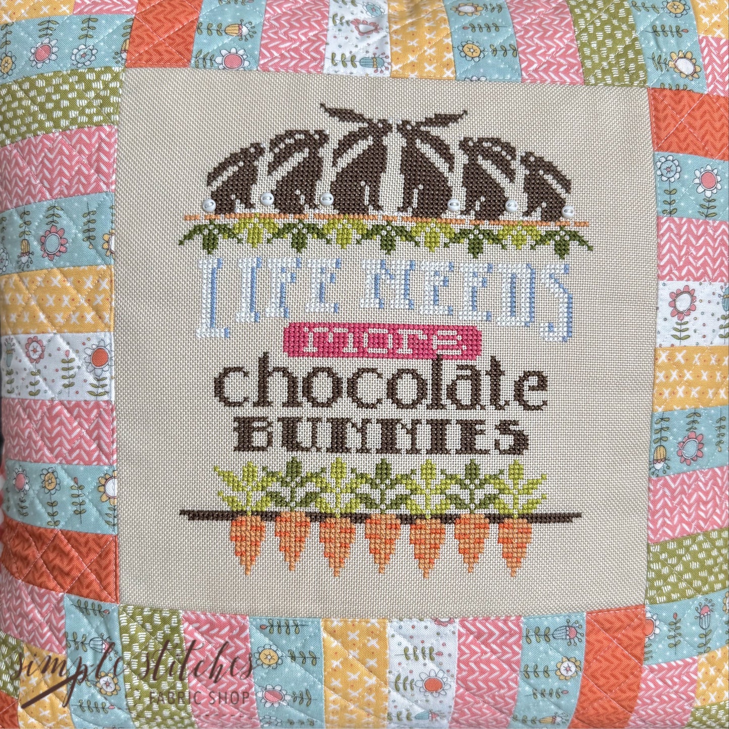 More Chocolate Bunnies Cross Stitch Pillow Kit