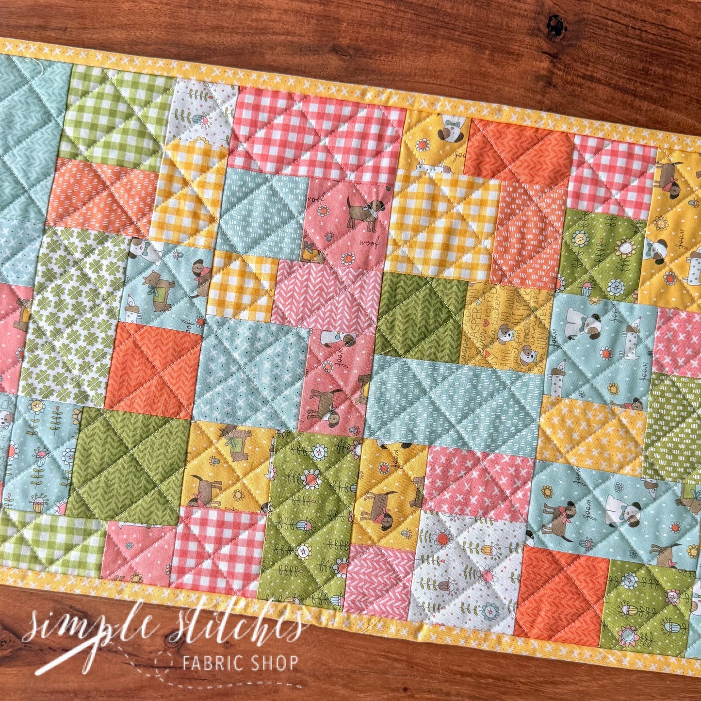 Mini Brick Road Table Runner- Dog names Backing