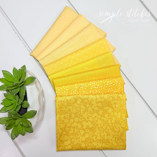Yellow Simple Bundle (8) Fat Quarter bundle from different Collections