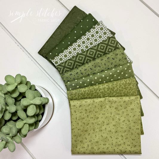 Olive Green Simple Bundle (8) Fat Quarter Bundle