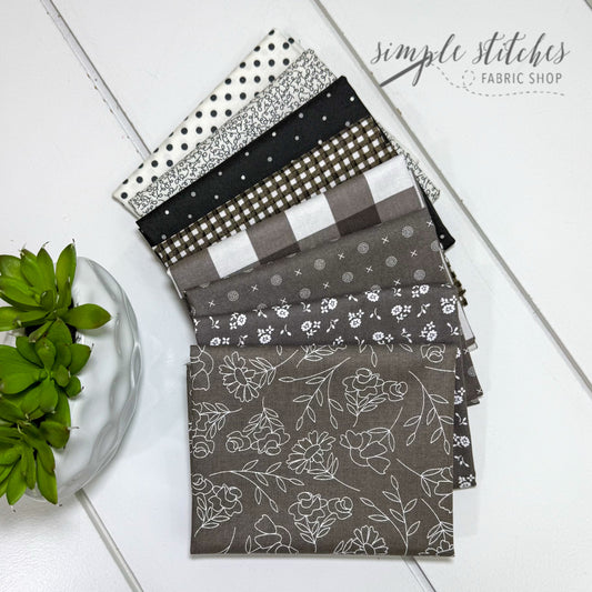 Charcoal Simple Bundle (8) Fat Quarter Bundle