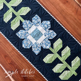 Edelweiss Runner -  Large Navy Floral Backing