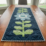 Edelweiss Runner -  Large Navy Floral Backing