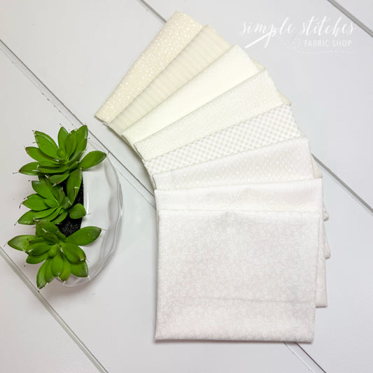 White & Cream Simple Bundle (8) Fat Quarter Bundle