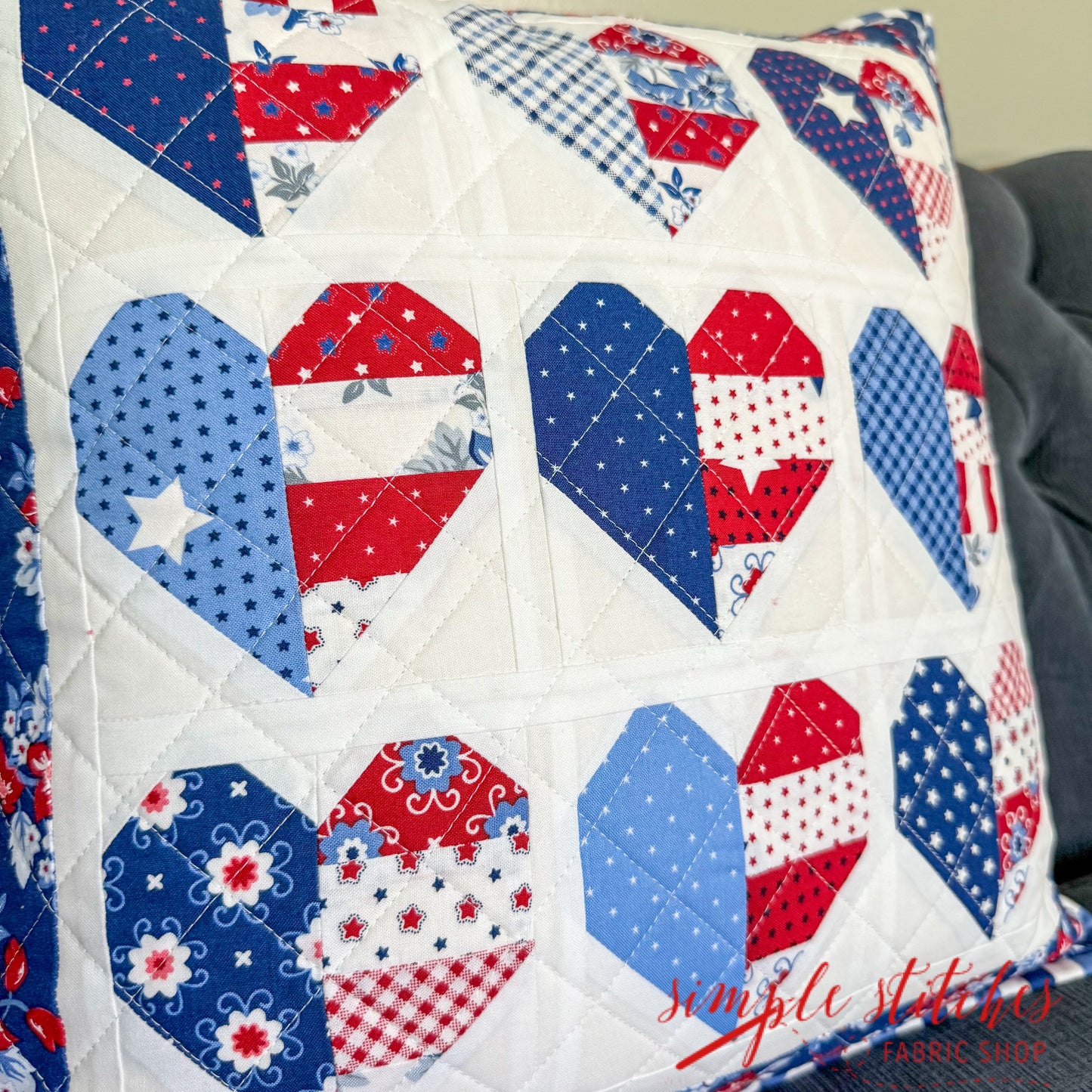 Heartstrings Pillow Kit - White Floral Backing