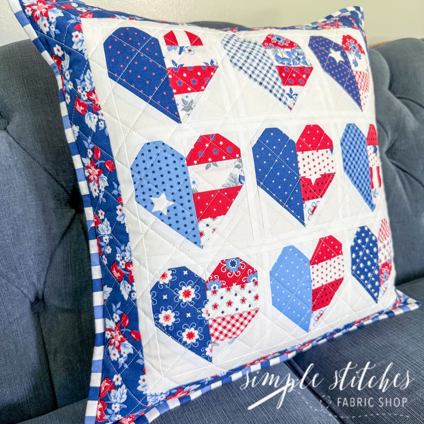 Heartstrings Pillow Kit - White Floral Backing