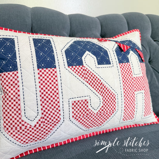Vintage USA Pillow Kit - Red Flowers Backing