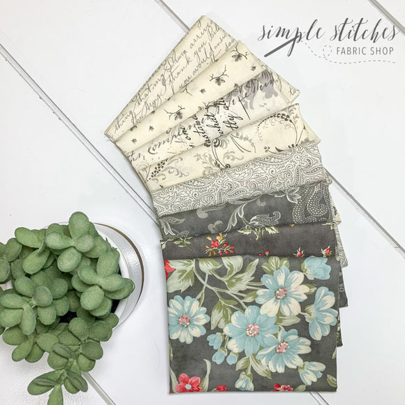 Collections for a Cause Etchings Slate Simple Bundle (8) Fat Quarters