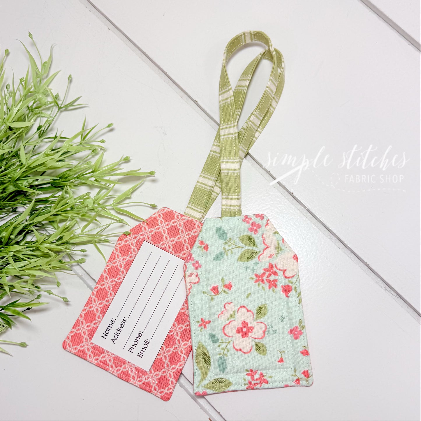 Sunbonnet Large Floral Luggage Tag - made by Janette
