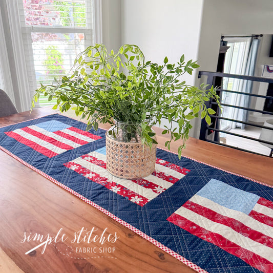 Stars and Stripes Table Runner Kit - Floral Backing