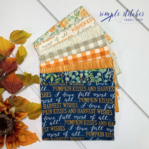 Harvest Wishes - Navy Simple Bundle (8) Fat Quarters