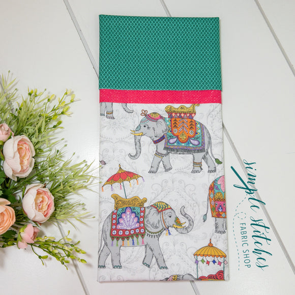 Royal Elephants Standard Pillowcase Kit with Free Pattern
