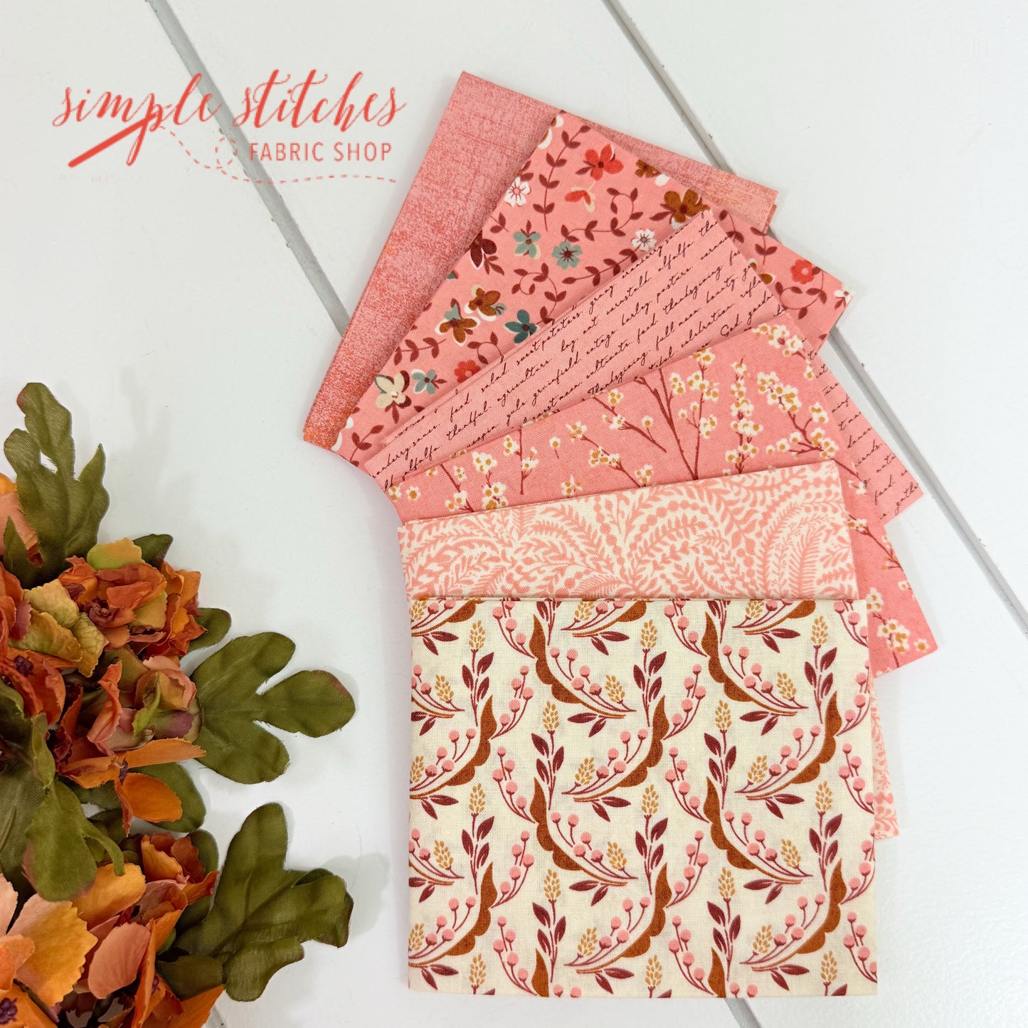 Acorn Hollow Pink Simple Bundle (6) Fat Quarters