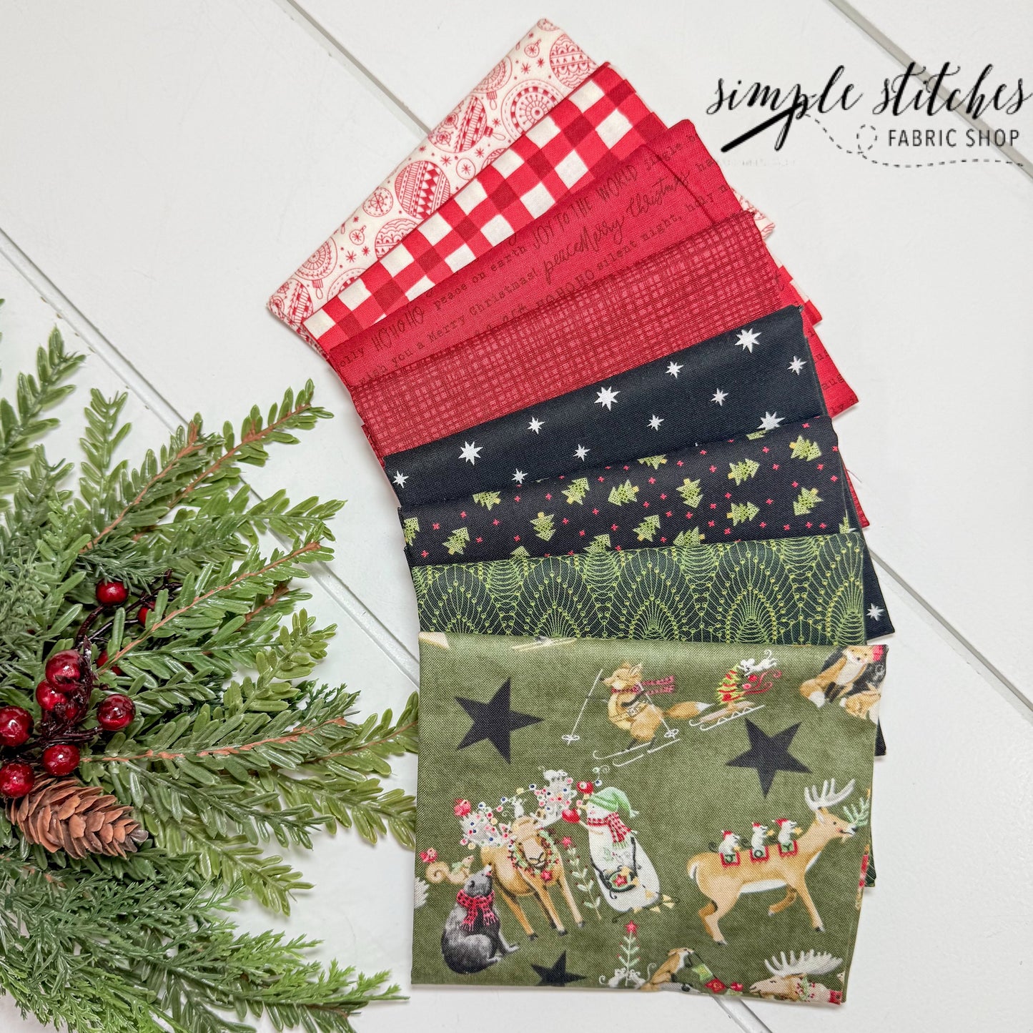 Christmas Moose Simple Bundle (8) Fat Quarters