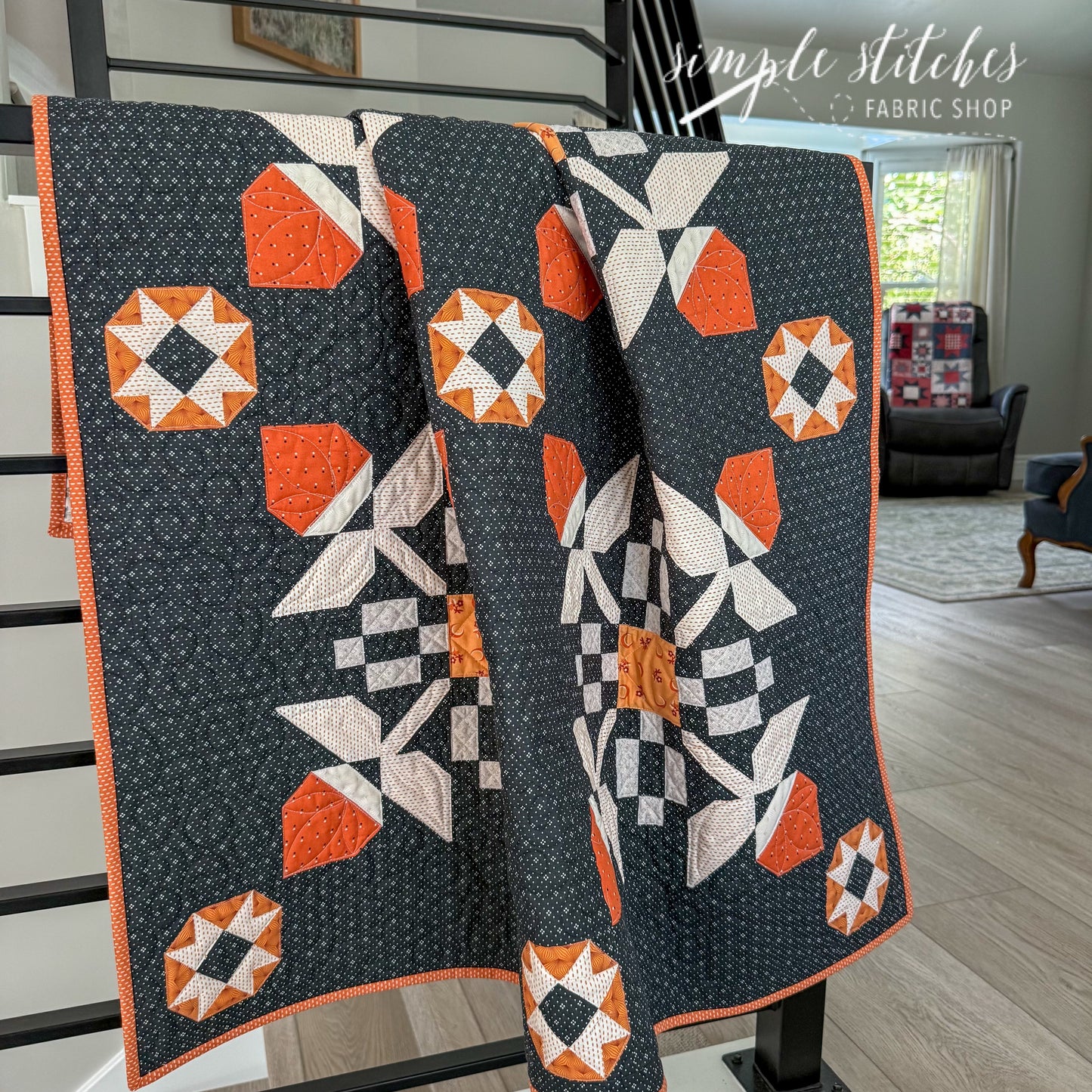 Pecan Blossoms Midnight Quilt - Made by Meg