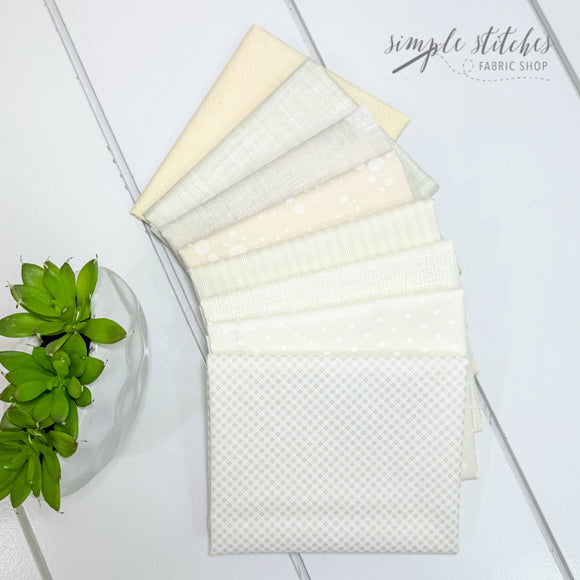 Cream Low Volume Simple Bundle (8) Fat Quarter bundle from different Collections