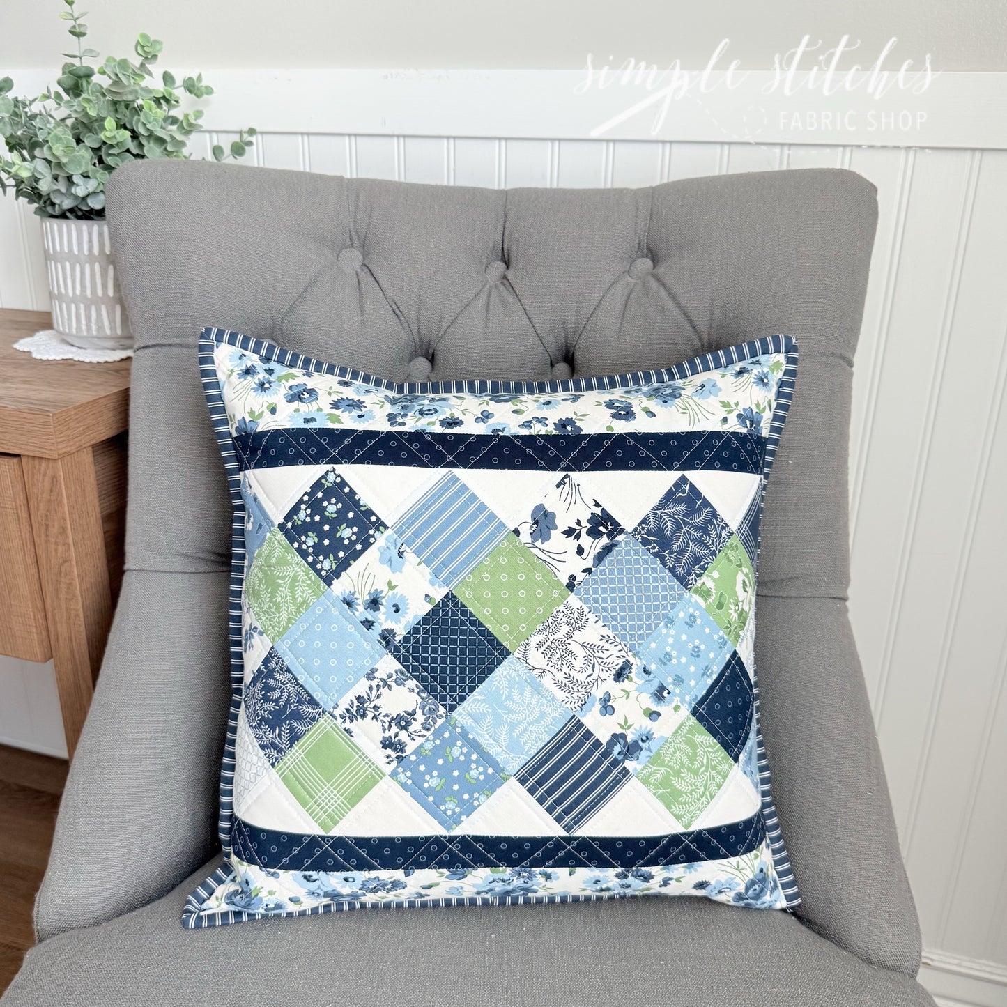On Point Pillow-Blue Floral Backing