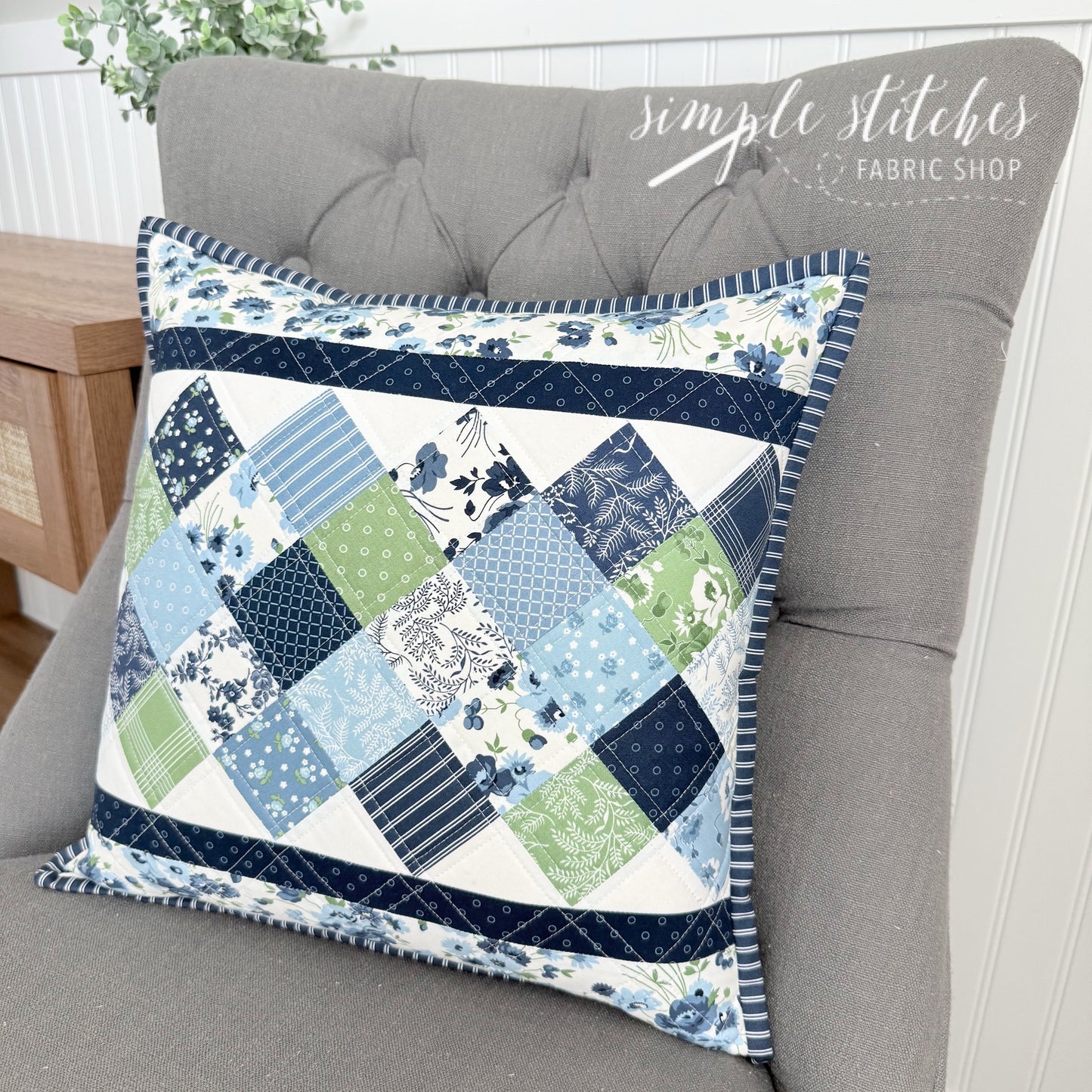 On Point Pillow-Blue Floral Backing