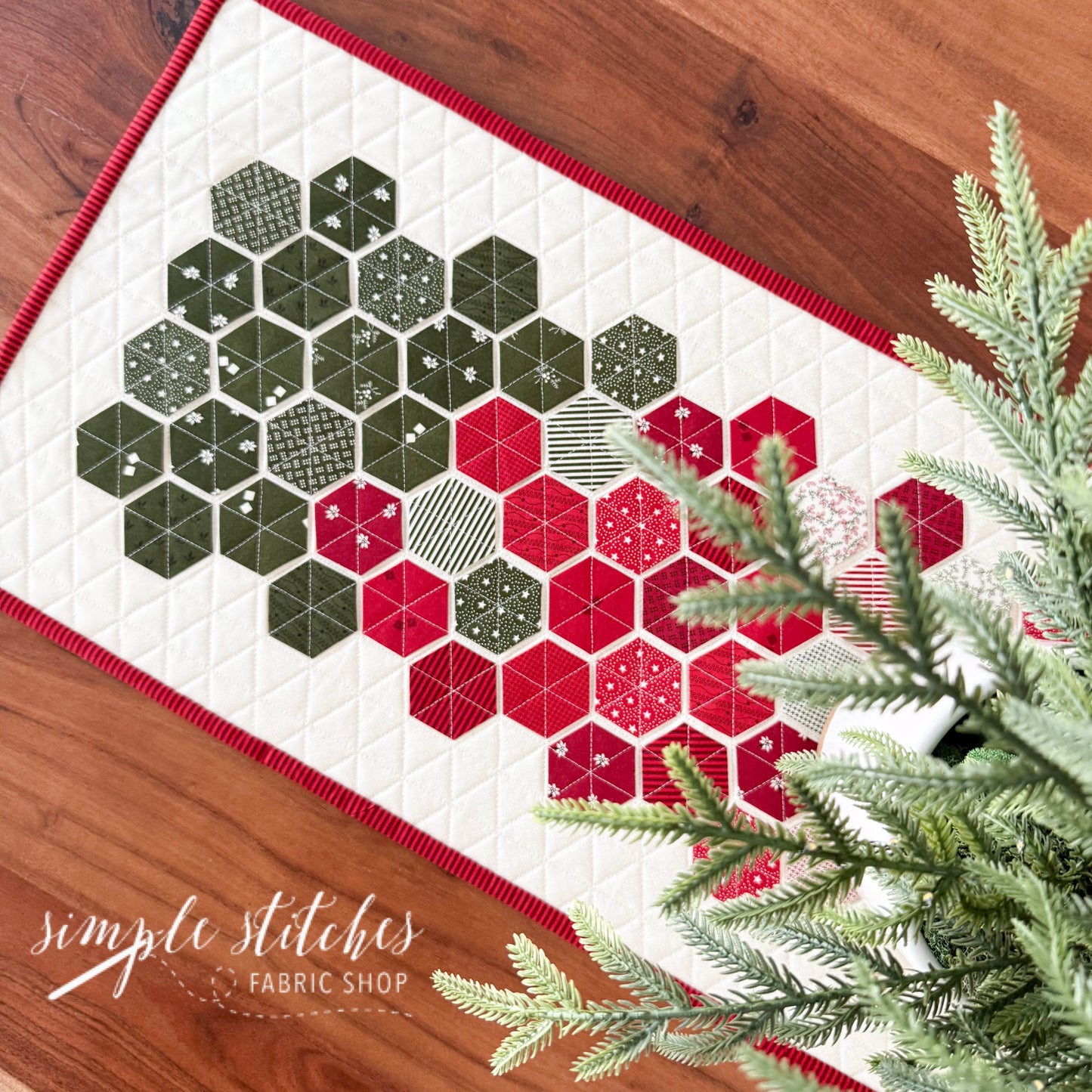 Christmas Hexie Charm Runner Kit