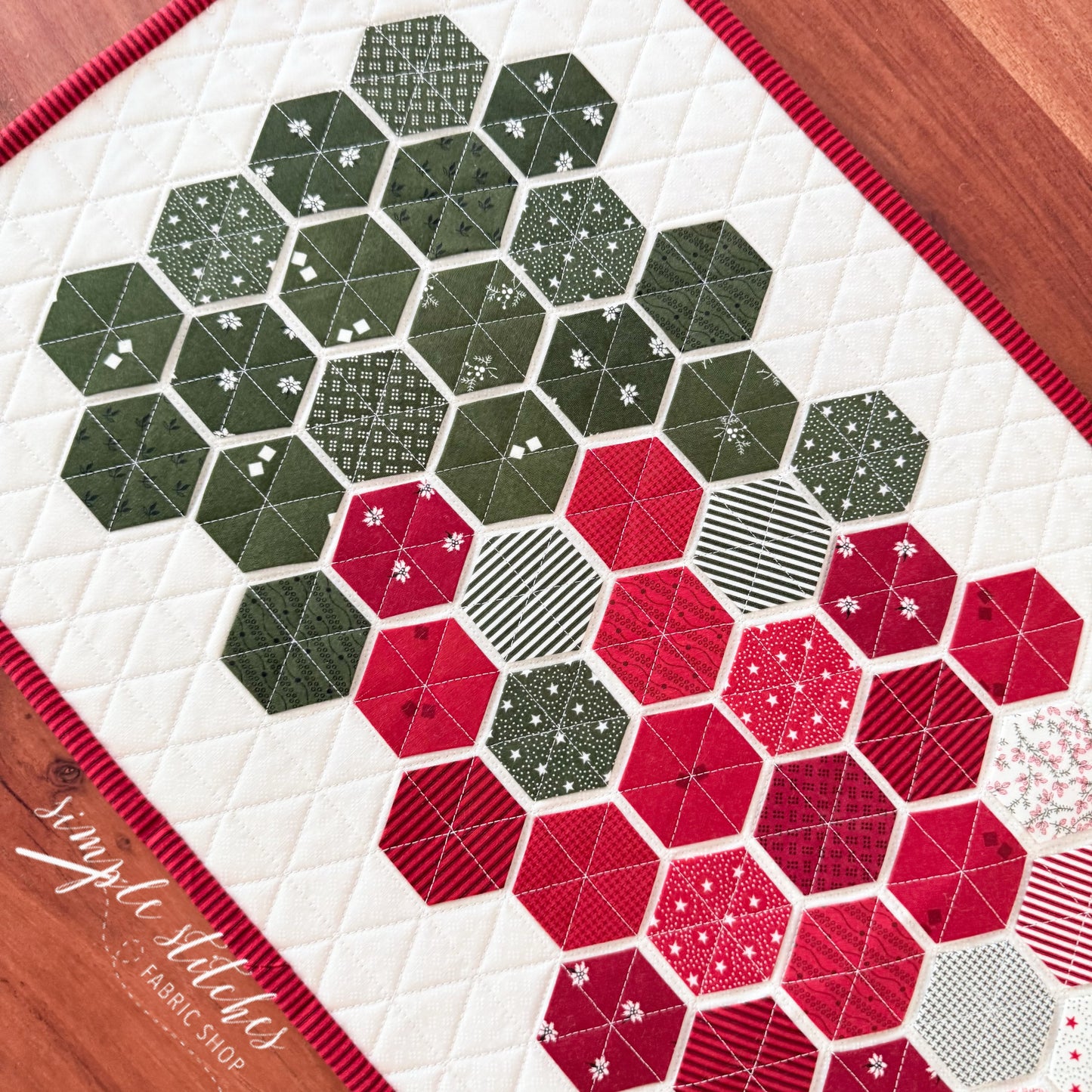 Christmas Hexie Charm Runner Kit