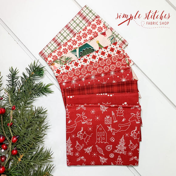 Christmas is in Town Red Simple Bundle (9) Fat Quarters