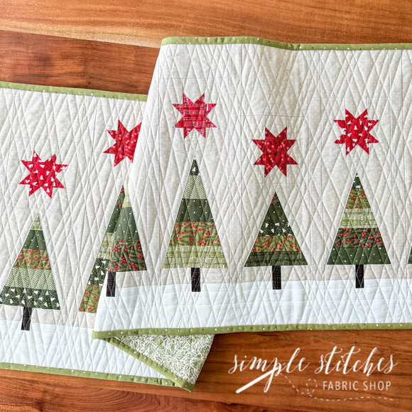Snowy Pines Table Runner Kit - Light Backing