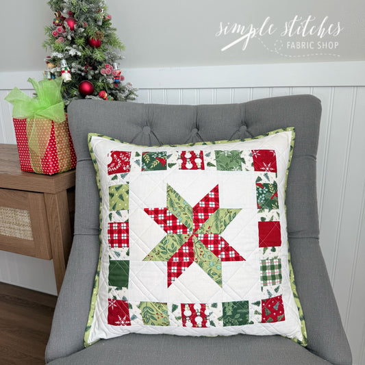 Festive Star Pillow - Pine Cone Backing