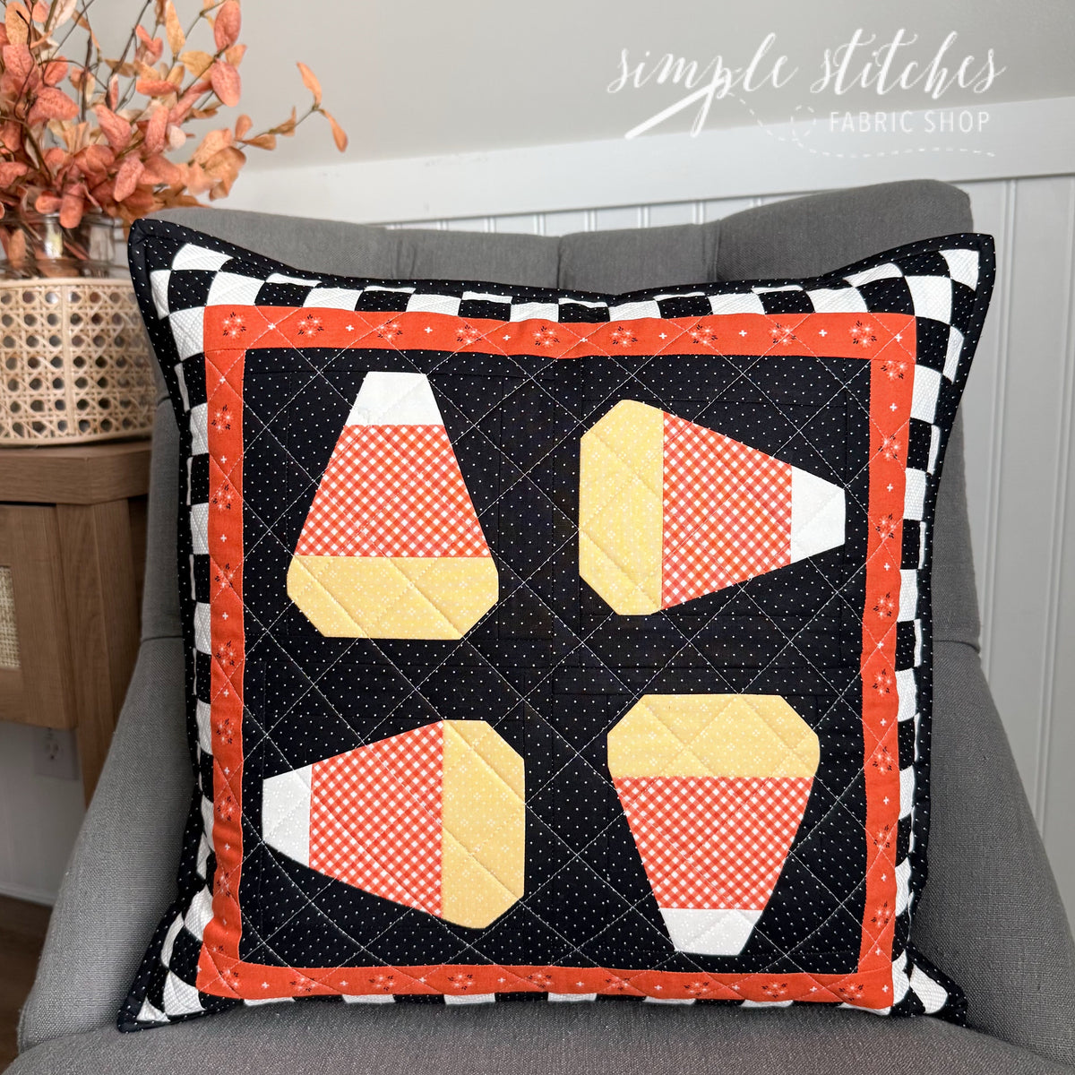Candy Corn Season Pillow Kit- Orange Backing