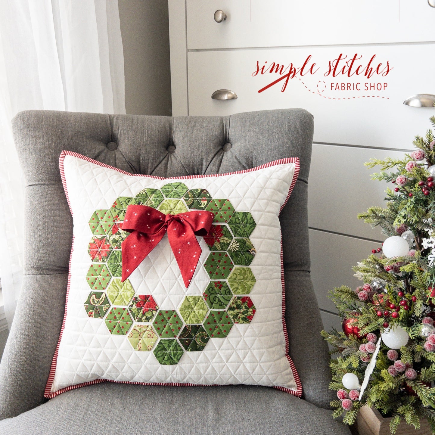 A Hexie Christmas Pillow PDF Pattern