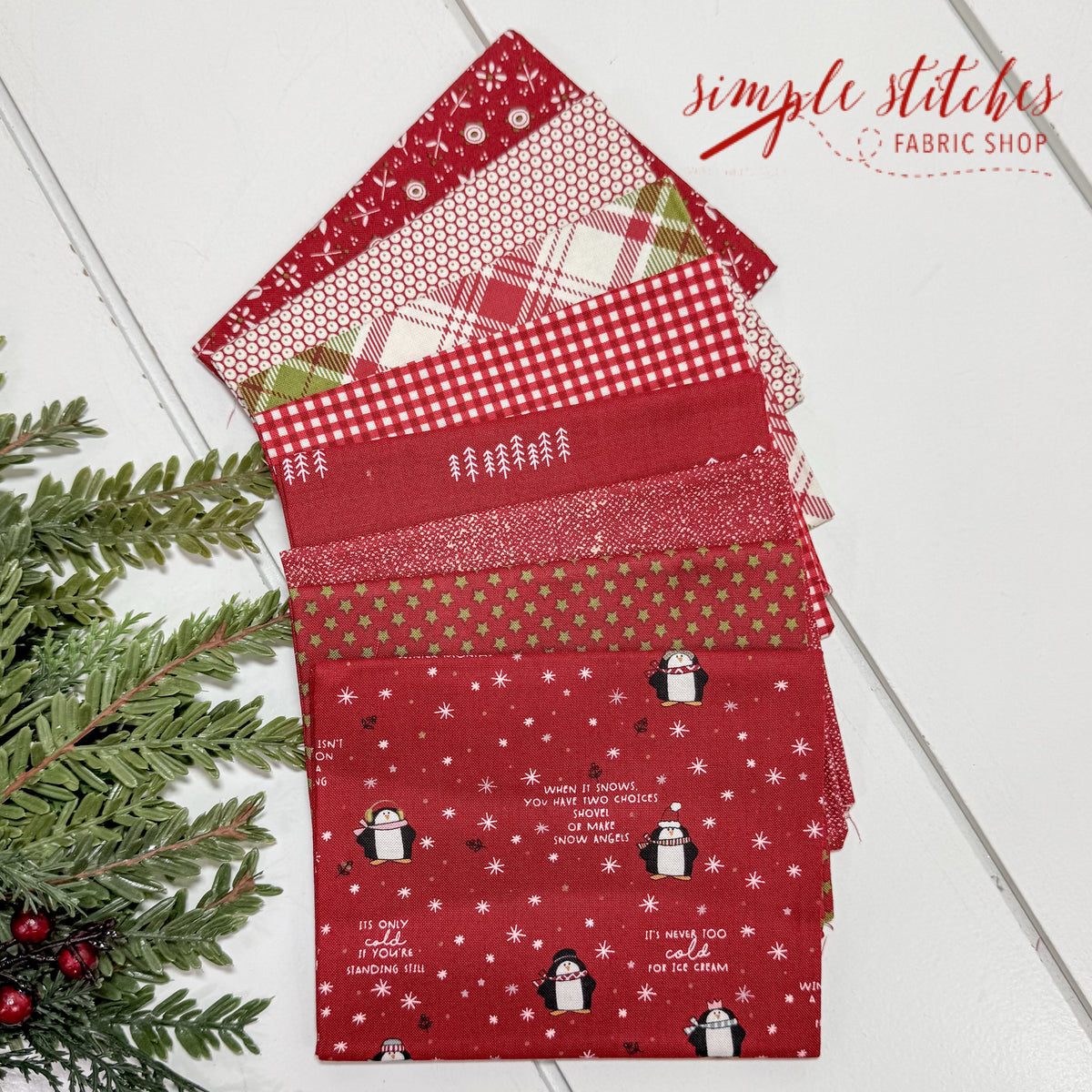 Chilly Red Fat Simple Bundle (8) Fat Quarters