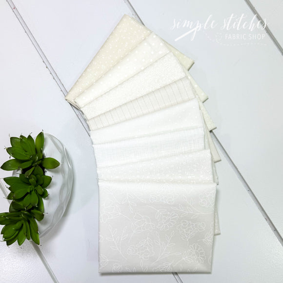 White & Cream Simple Bundle (8) Fat Quarter Bundle