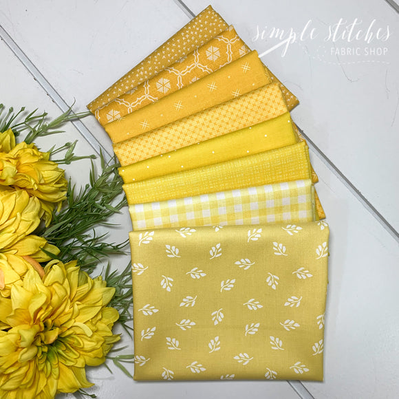 Yellow Simple Bundle (8) Fat Quarter bundle from different Collections