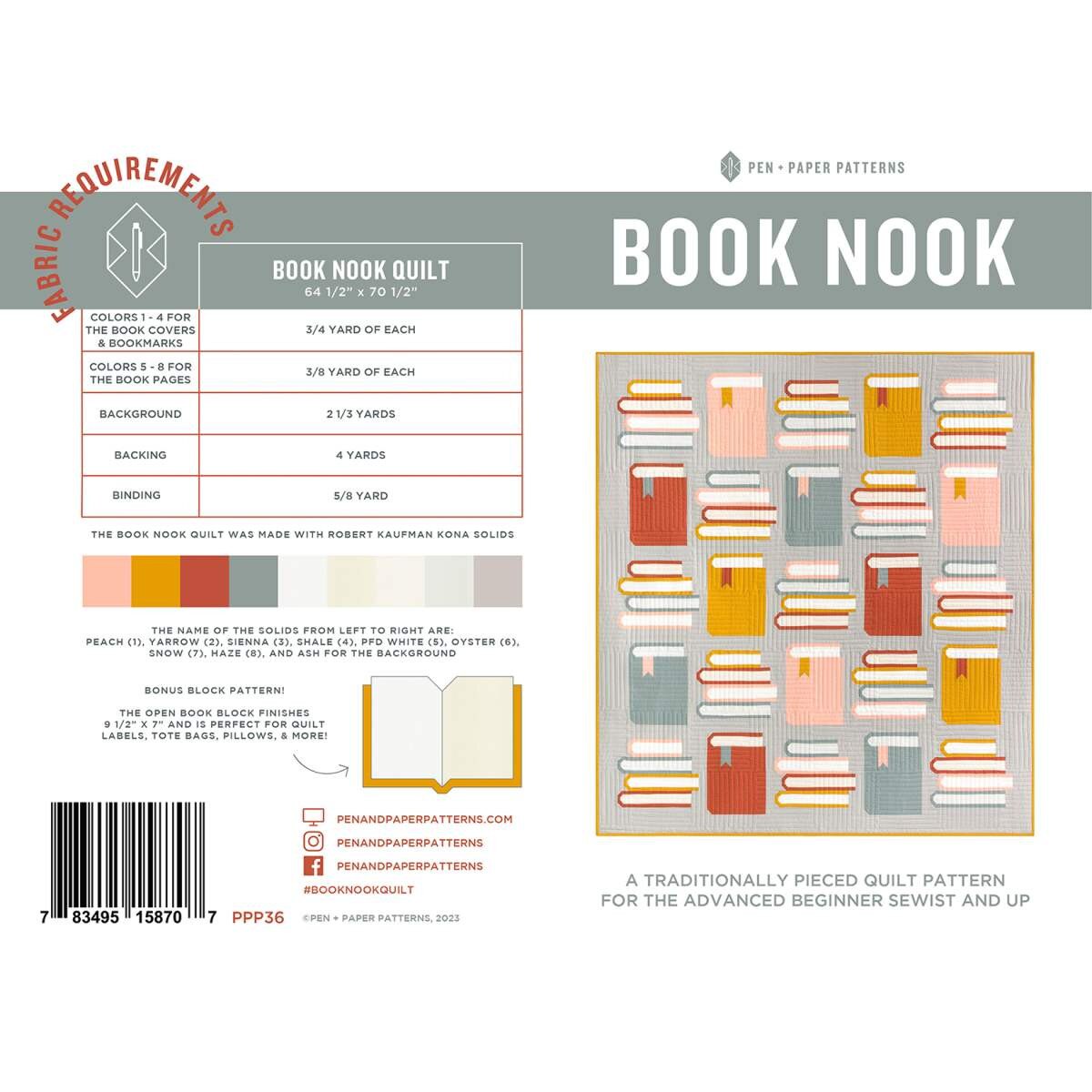 Book Nook Quilt Pattern by Pen Paper Patterns