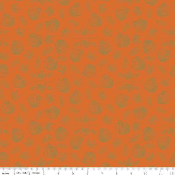 Shades of Autumn Icons Orange Sparkle Ydg for RBD SC13475 ORANGE - PRICE PER 1/2 YARD