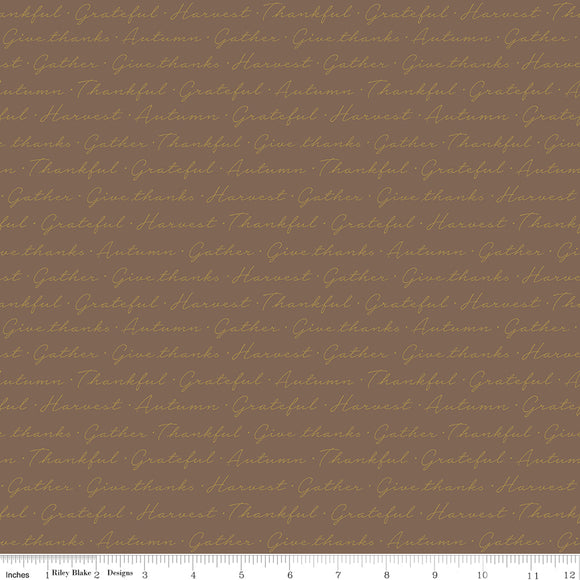 Shades of Autumn Script Brown Sparkle Ydg for RBD SC13477 BROWN - PRICE PER 1/2 YARD