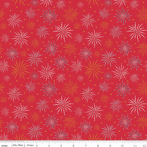 Sweet Freedom Fireworks Red Sparkle Yardage for RBD-SC14412-RED - PRICE PER 1/2 YARD