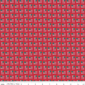 Sweet Freedom Flags Red Sparkle Yardage for RBD-SC14416-RED - PRICE PER 1/2 YARD