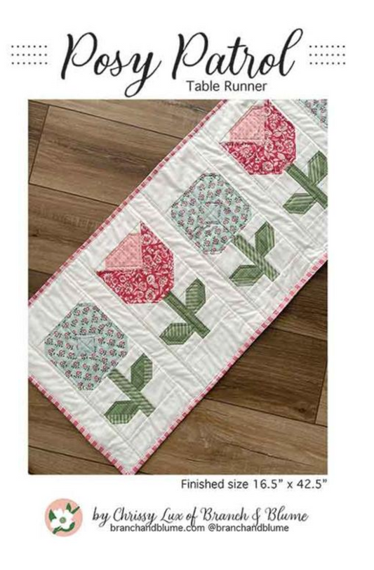 Posy Patrol Table Runner Paper Pattern by Branch & Blume