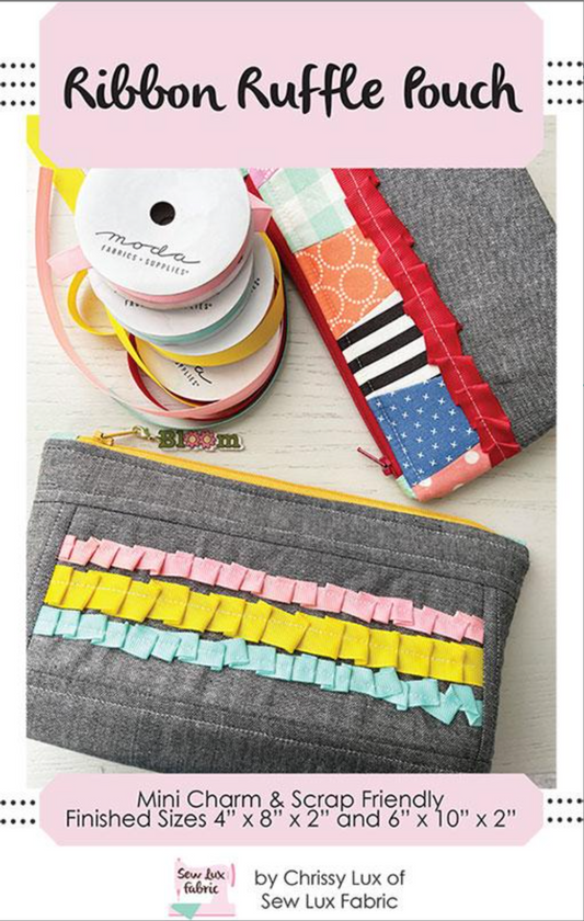 Ribbon Ruffle Pouch Paper Pattern by Sew Lux Fabric